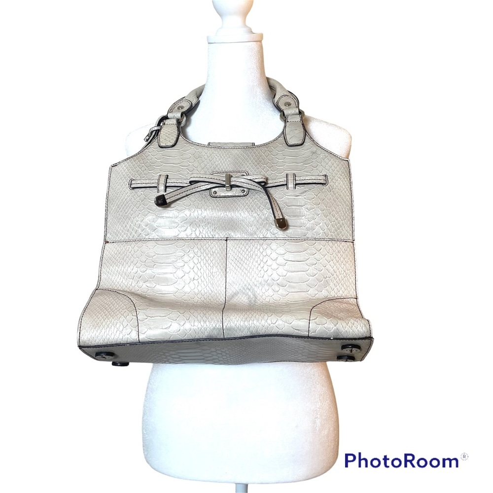 Liz Claiborne Cream Croc Faux Leather Shoulder Bag